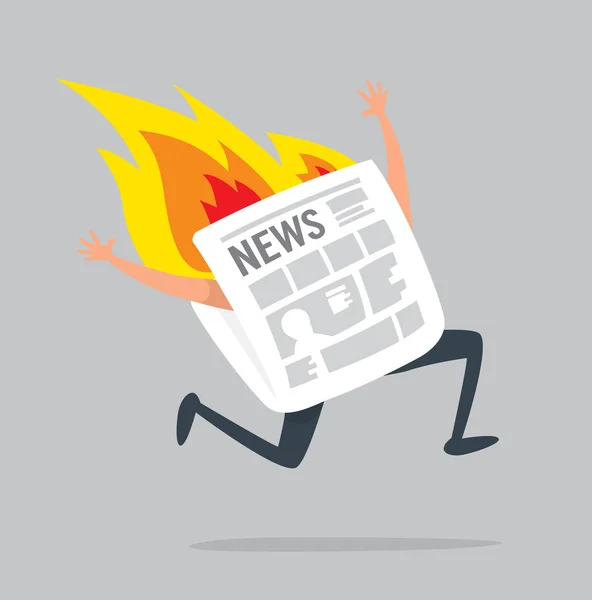 Cartoon Illustration Paper Journal Running Fire — Stock Vector