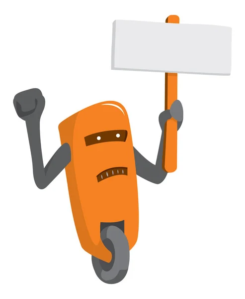 Cartoon Illustration Funny Robot Protesting Sign — Stock Vector