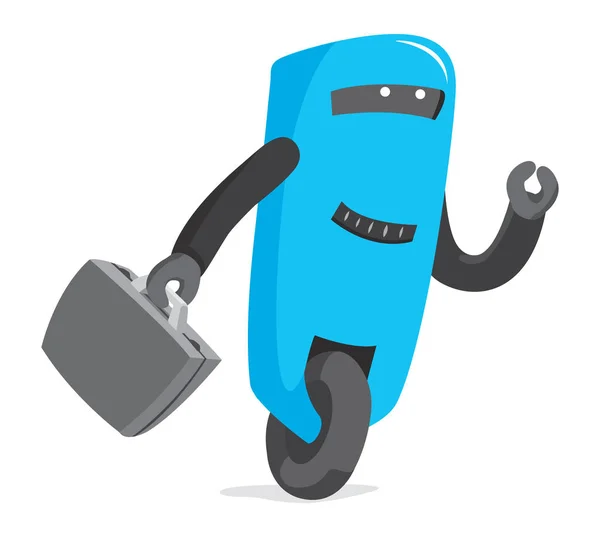 Cartoon Afbeelding Van Besloten Robot Houden Een Zakelijke Koffer — Stockvector