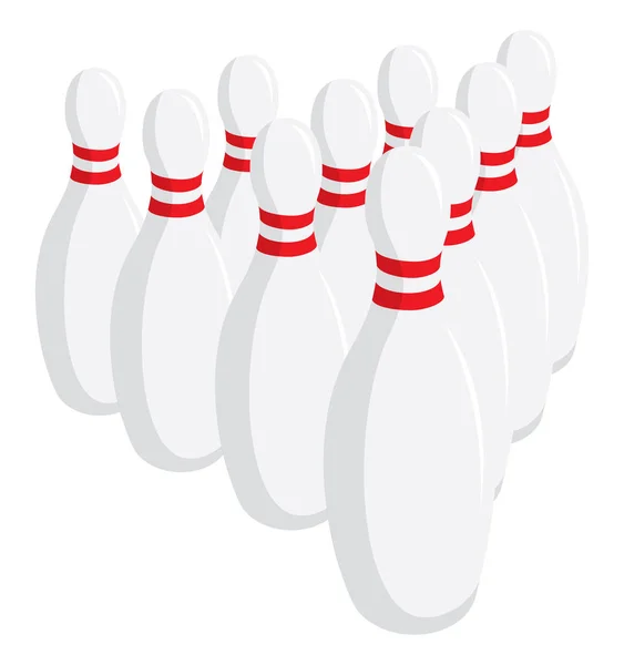 Illustrazione Cartone Animato Birilli Bowling Fila Scatto — Vettoriale Stock