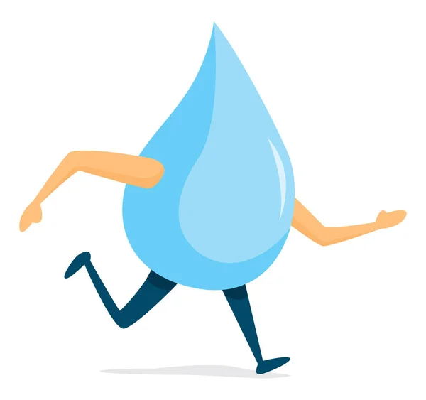 Cartoon Illustration Water Drop Run — Stock Vector