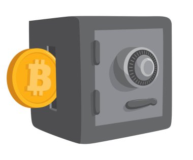 Karikatür çizimi bitcoin para ya da tasarruf girme güvenli