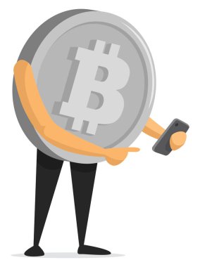 Bitcoin Döviz ticareti Smartphone'da karikatür çizimi