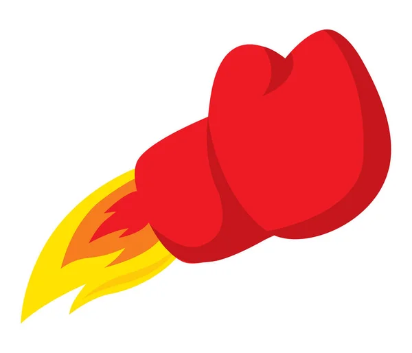 Мультфильм Иллюстрация Удара Боксерской Перчаткой Пламя — стоковый вектор