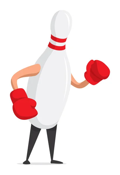 Illustrazione Cartone Animato Bowling Pin Pronto Combattere — Vettoriale Stock