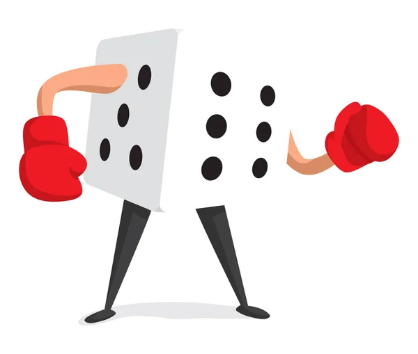 Cartoon Illustration Tough Luck Dice Ready Fight — Stock Vector