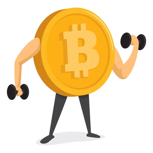 Мультфільм Ілюстрація Bitcoin Валюти Важких Штангою — стоковий вектор