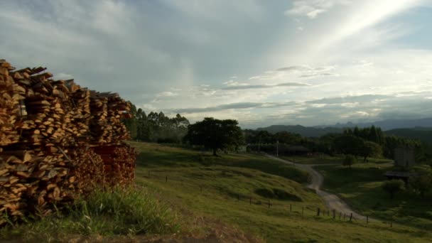 Country Farm Panoramic Shot — Stock Video