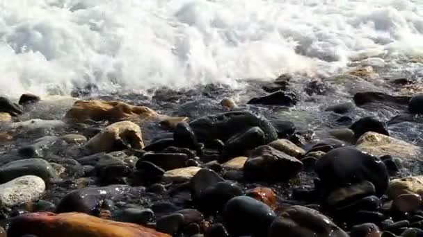 海滩岩石上的波浪 — 图库视频影像