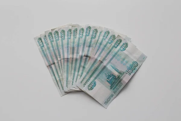 Ryska Pengar Ligger Vit Bakgrund Pengar Plånboken Bank Besparingar Alla — Stockfoto