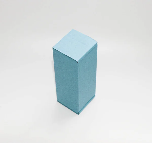 Cardboard Box Blue Color Cardboard Box One Tone White Background — Stock Photo, Image