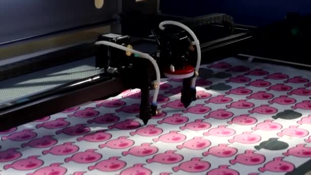 莫斯考夫 2019 纺织品切割机 切割编程图片 按图案切割 — 图库视频影像