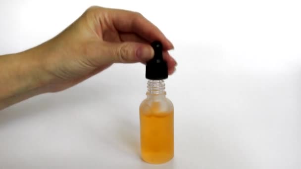 Vial Aging Liquid Serum Hyaluronic Acid Which Moisturizes Skin Beautiful — Stock Video