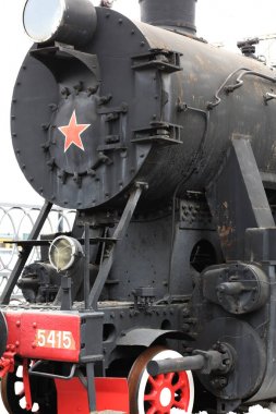 Moskova'daki buharlı lokomotifmüzesi. Retro buharlı tren.