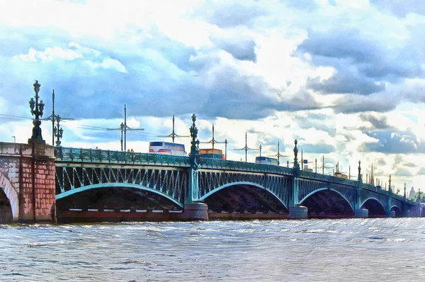 サンクトペテルブルクのネヴァ川に架かる Troitsky 橋 — ストック写真