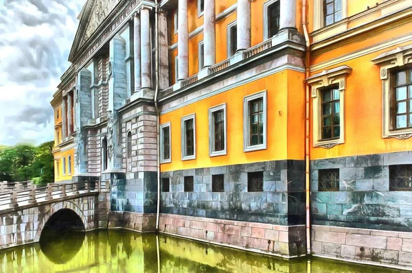 Front facade of the Mikhailovsky Castle in St. Petersburg — Stock Photo, Image