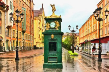 St. Petersburg 'daki Malaya Konyushennaya Caddesi üzerinde bir saat kutusu