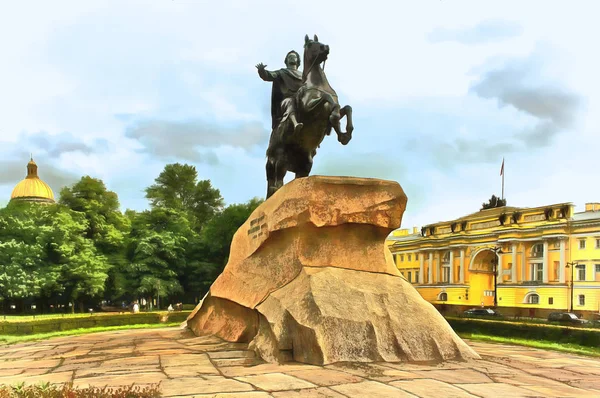 Brązowy jeździec jest symbolem miasta Sankt Petersburga — Zdjęcie stockowe