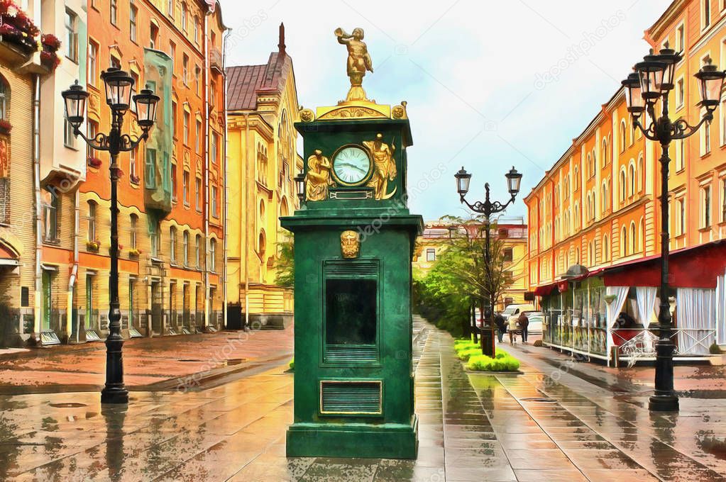 A watch box on Malaya Konyushennaya Street in St. Petersburg