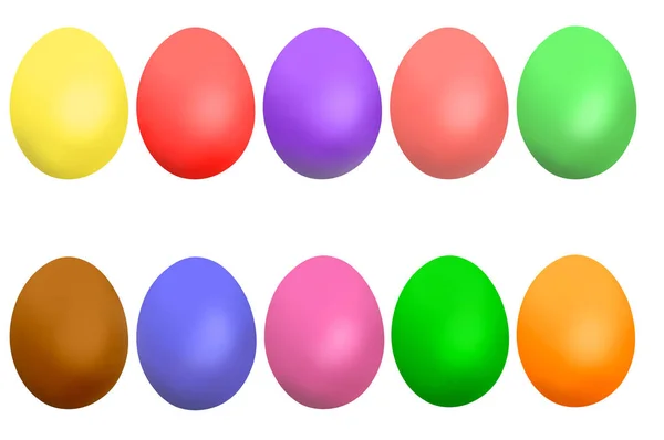 Un set di dieci uova di Pasqua colorate — Foto Stock