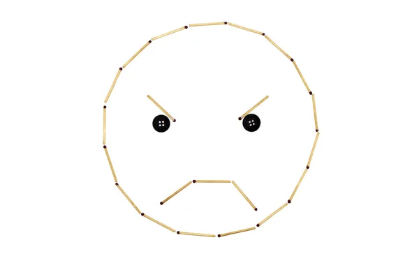 Smiley face Anger is made out of matches — Stock Photo, Image