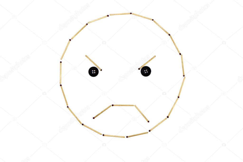 Smiley face Anger is made out of matches