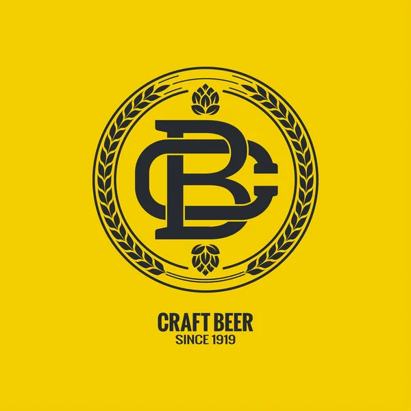 Logotipo de cerveja artesanal no fundo amarelo —  Vetores de Stock