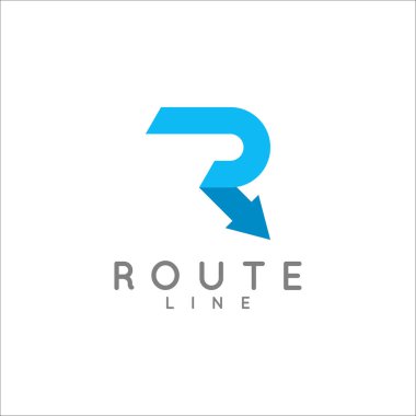 Harf R logosunu görmeniz gerekir. Beyaz arka plan üzerinde ok rota kavramı