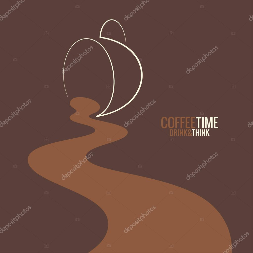 Spilled coffee hot cup design background 8 eps