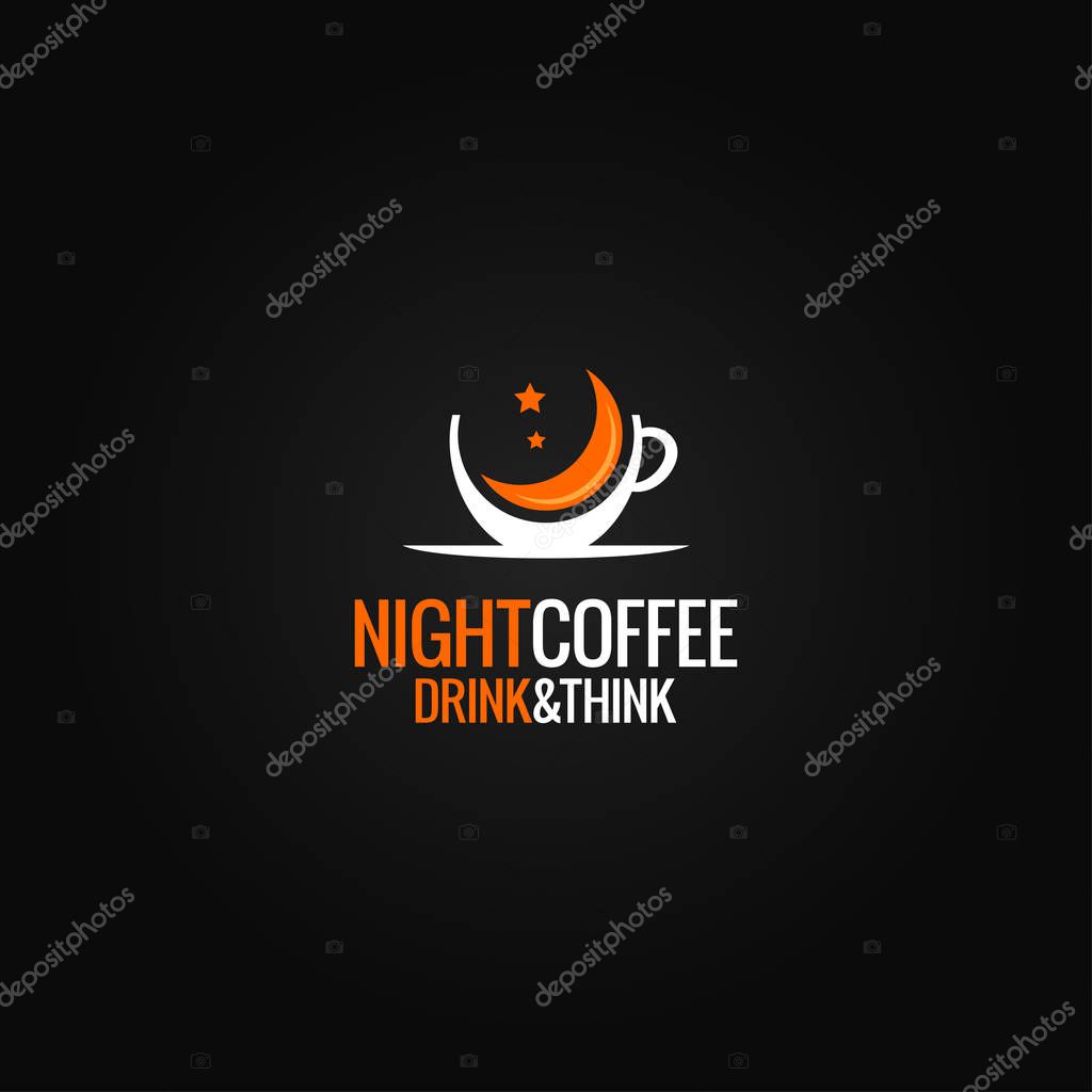 Coffee cup logo concept. Night cafe design on black background 8 eps