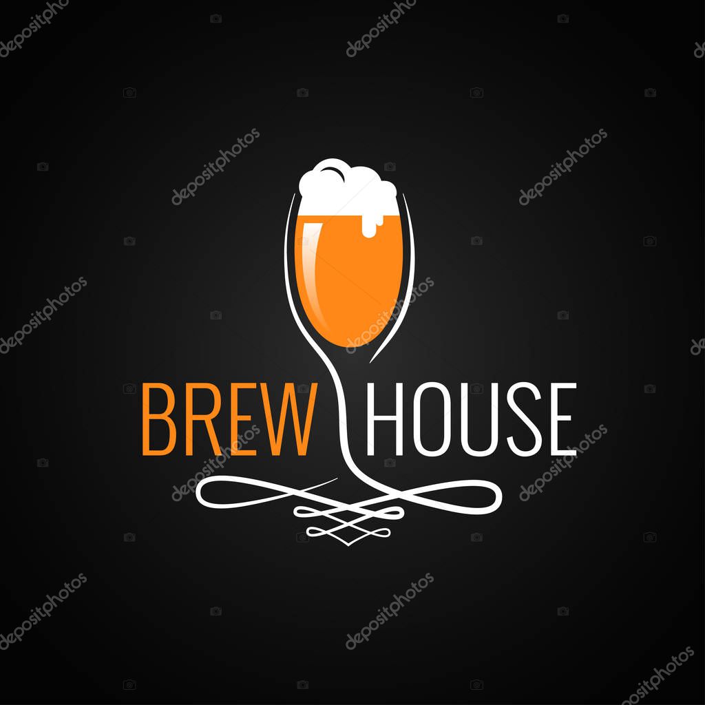 Beer glass vintage logo on black background 10 eps