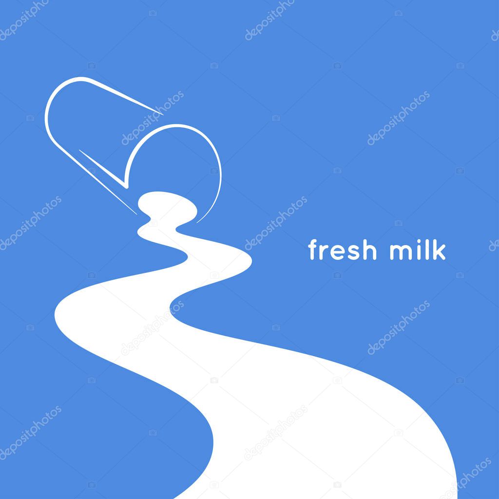 Spilled milk glass design on blue background 8 eps