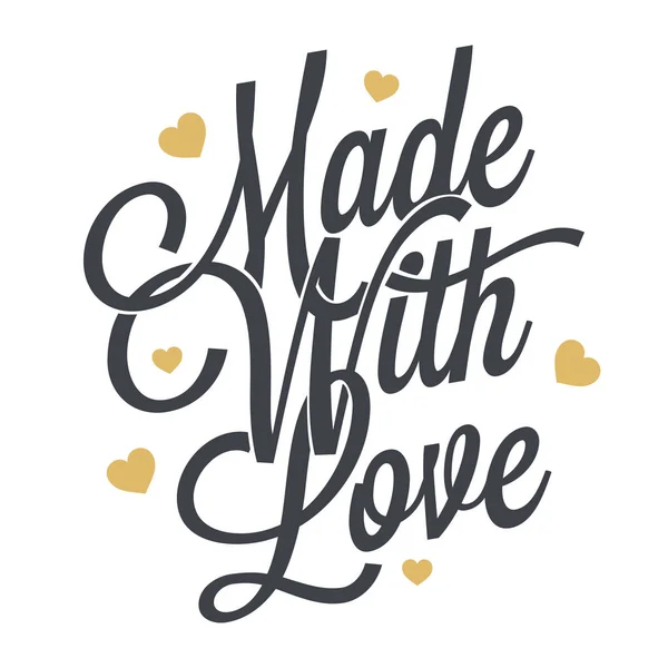 Made with love wintage lettering on white background — Stock Vector