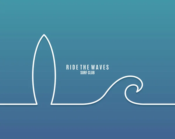 Sörf tahtası ile dalga satır kavramı arkaplanı — Stok Vektör