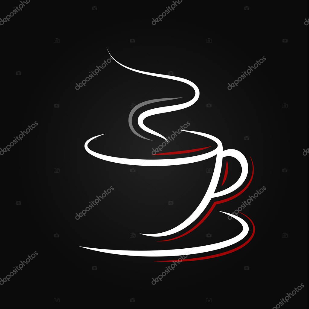 Coffee cup logo on black background 10 eps