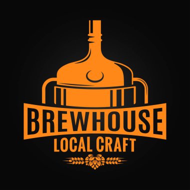 Bira tank bira tasarım. Brewhouse el sanatları logosuna siyah arka plan 10 eps