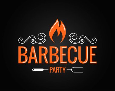 Barbekü partisi vintage logo siyah arka plan üzerine
