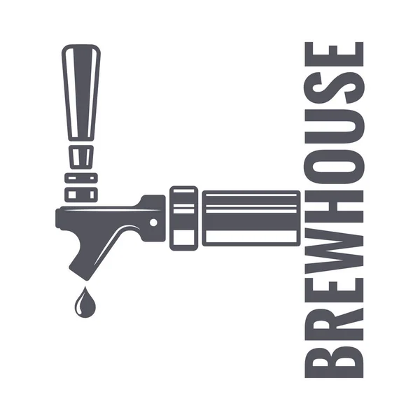 Logotipo da torneira de cerveja de brewhouse no fundo branco — Vetor de Stock