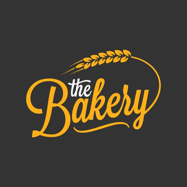 Bakkerij vintage belettering logo met tarwe op zwarte achtergrond — Stockvector