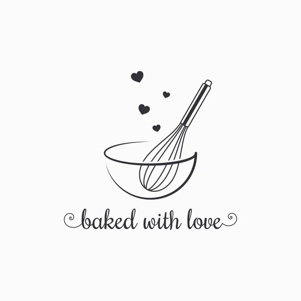 Baking with wire whisk logo on white background — Stock Vector