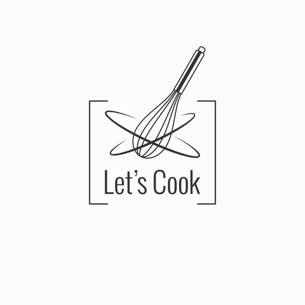 Batedor de arame para cozinhar logotipo no fundo branco —  Vetores de Stock