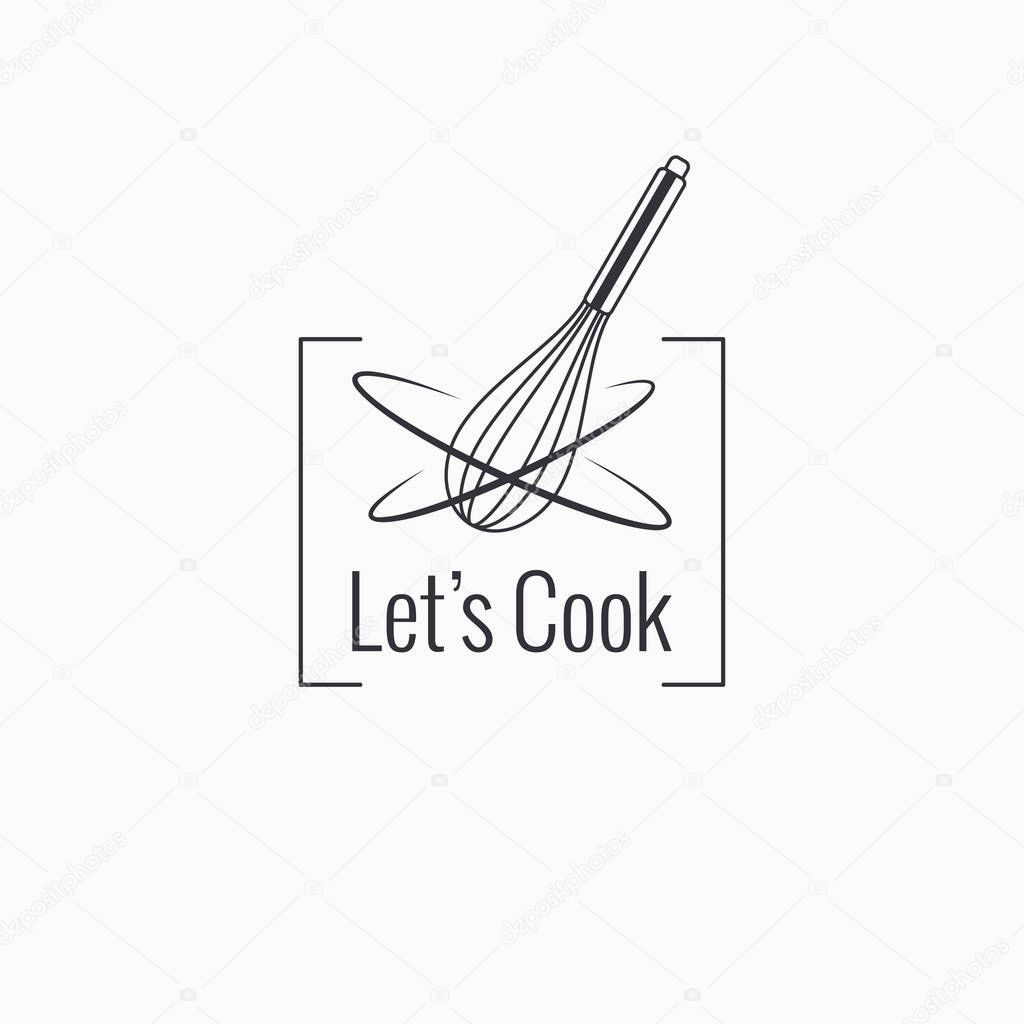 Wire whisk for cook logo on white background 8 eps