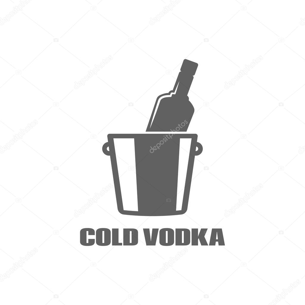 Vodka bottle logo. Cold vodka icon on white background 8 eps