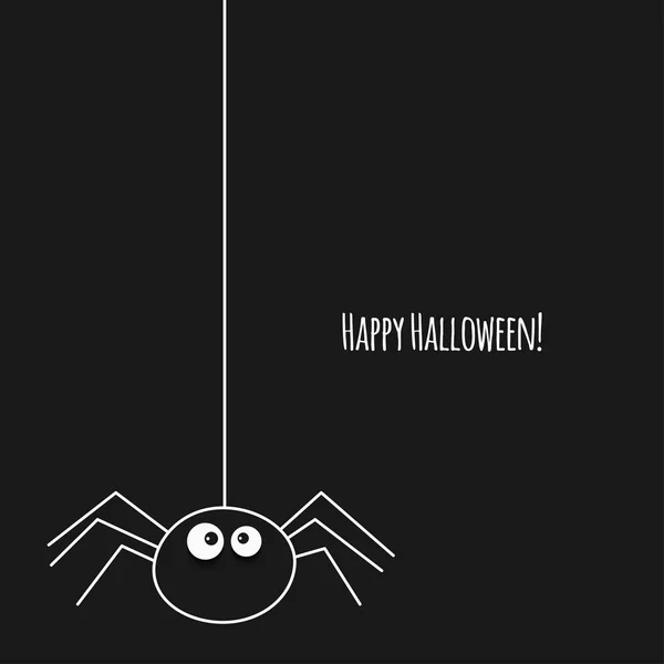 Feliz cartão de Halloween com aranha no fundo preto —  Vetores de Stock