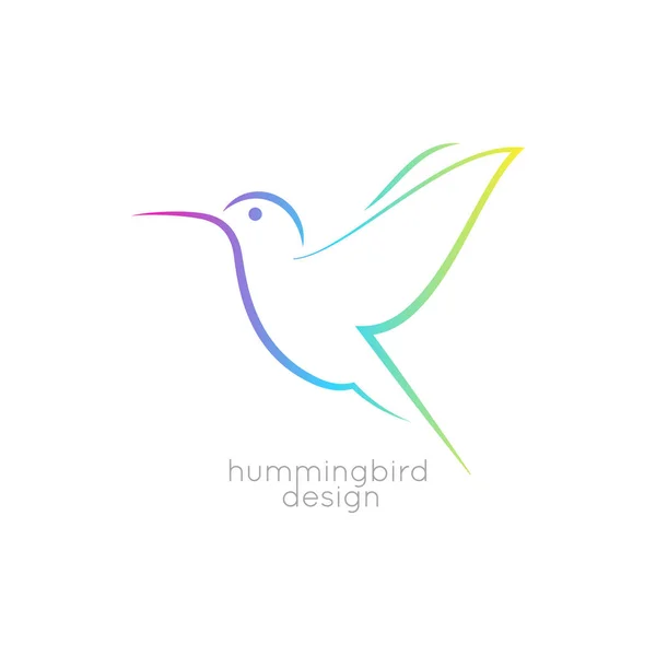 Design del logo Hummingbird. Icona uccello Colibri su sfondo bianco — Vettoriale Stock