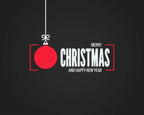 Biglietto natalizio con allegra palla di Natale su sfondo nero — Vettoriale Stock