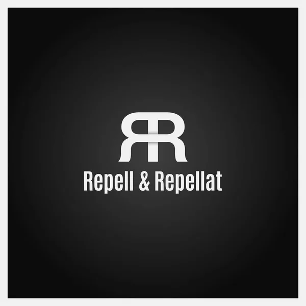 Double letter R logo icon with two white R on black background — Stock Vector