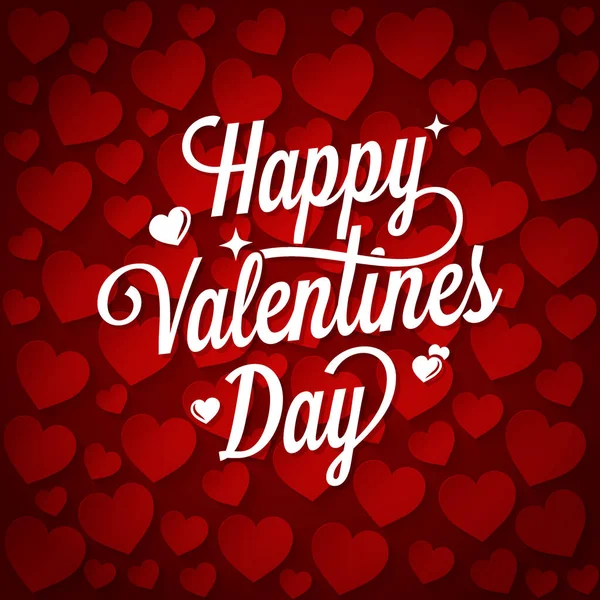 Lettrage vintage Saint Valentin. Bonne Saint-Valentin signe sur fond de coeur — Image vectorielle