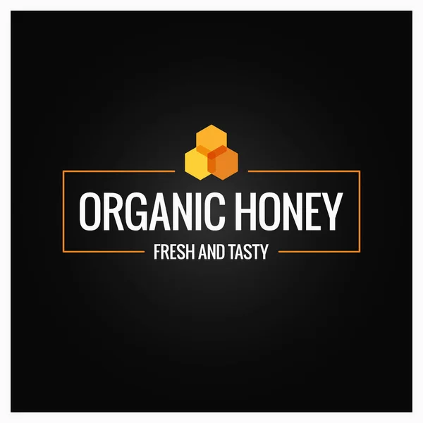 Bordo pettine miele. Miele organico segno su sfondo nero — Vettoriale Stock