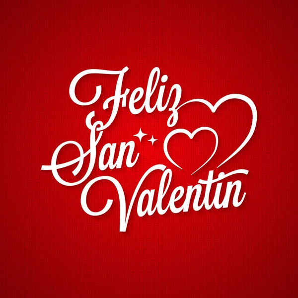 Lettrage vintage Saint Valentin. Feliz San Valentin texte sur fond rouge — Image vectorielle